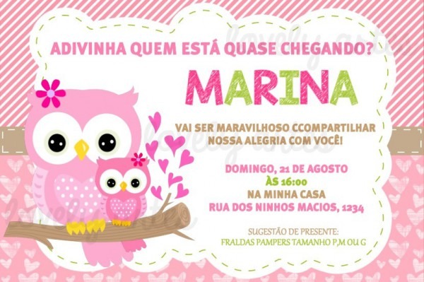 Arte Convite Digital Corujinha Arte Convite Digital Corujinha