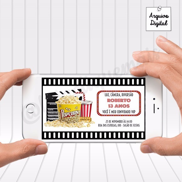 Arte Convite Digital Festa Cinema Para Whatsapp Arte Convite Digital Festa Cinema Para Whatsapp