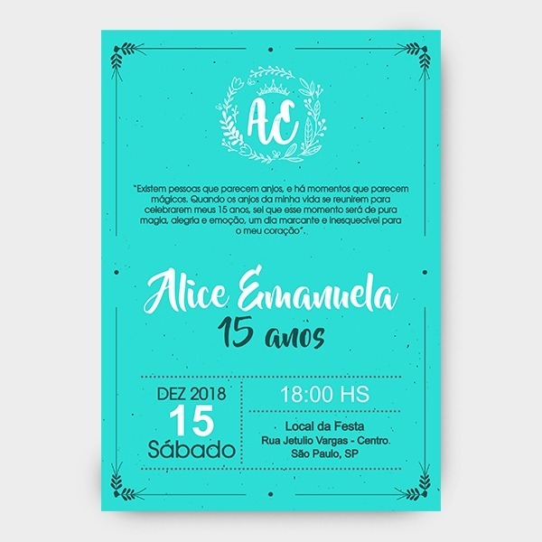Arte Digital Convite 15 Anos Azul Tifanny Arte Digital Convite 15 Anos Azul Tifanny