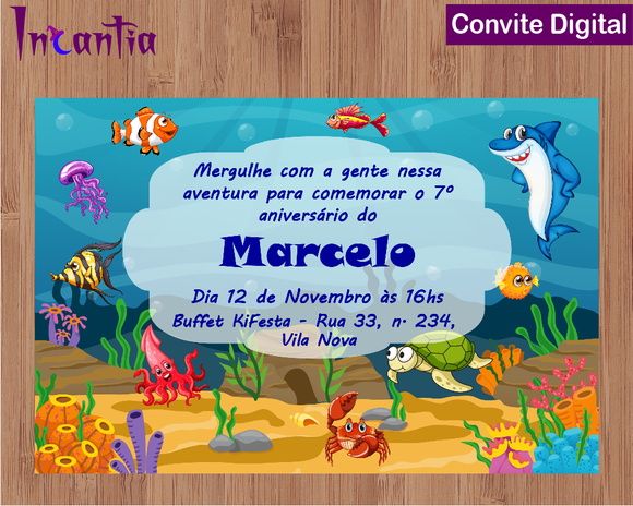 Arte Digital Convite Fundo Do Mar Arte Digital Convite Fundo Do Mar