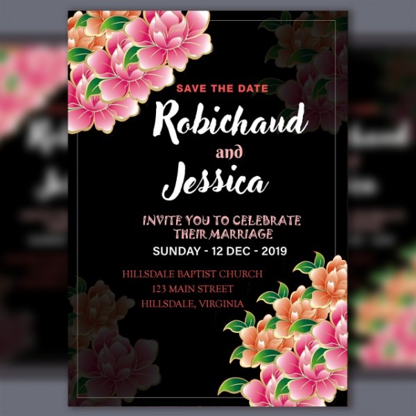 Convite De Casamento Modelo Preto Com Flor Rosa Psd File Modelo Convite De Casamento Modelo Preto Com Flor Rosa Psd File Modelo
