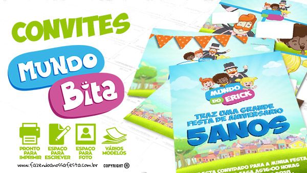 Convite Mundo Bita Para Editar E Imprimir Em Casa Grátis Convite Mundo Bita Para Editar E Imprimir Em Casa Grátis