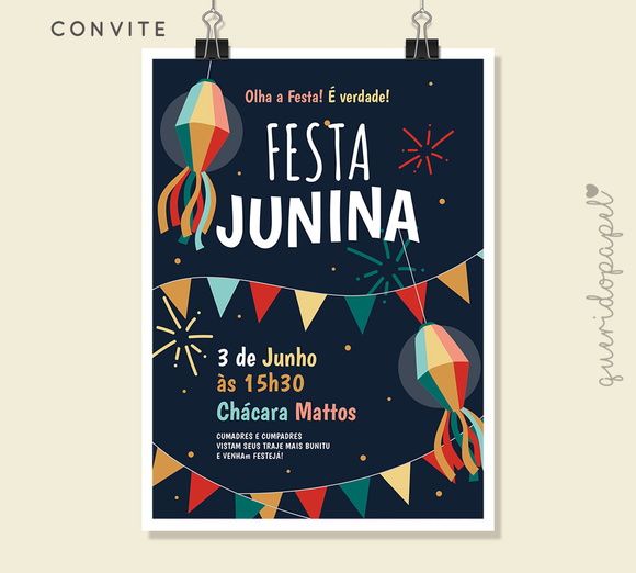 Convite Festa Junina, Festa Junina, Festa Julhina, Convite ArraiÃ¡