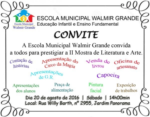 Convite Para Mostra De Trabalhos Convite Para Mostra De Trabalhos