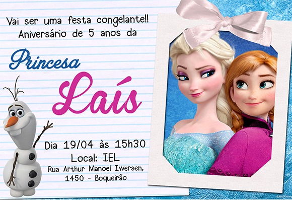 Convite Aniversário + Tag Frozen No Elo7 Convite Aniversário + Tag Frozen No Elo7