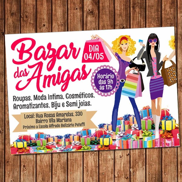 Convite Bazar Amigas Digital No Elo7 Convite Bazar Amigas Digital No Elo7
