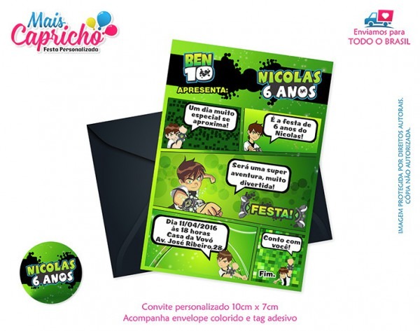 Convite Ben 10 No Elo7 Convite Ben 10 No Elo7