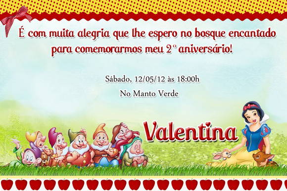 Convite Branca De Neve No Elo7 Convite Branca De Neve No Elo7