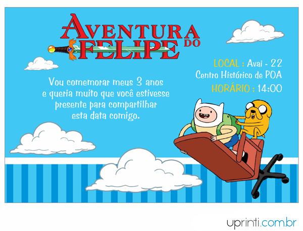 Convites Infantis Para Hora De Aventura M12517 Convites Infantis Para Hora De Aventura M12517