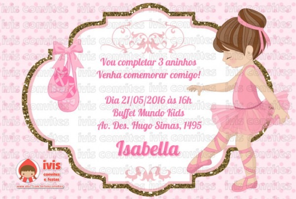 Convite Digital Bailarina No Elo7 Convite Digital Bailarina No Elo7