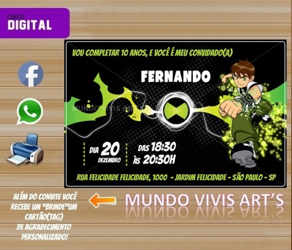 Convite Digital Ben 10 No Elo7 Convite Digital Ben 10 No Elo7