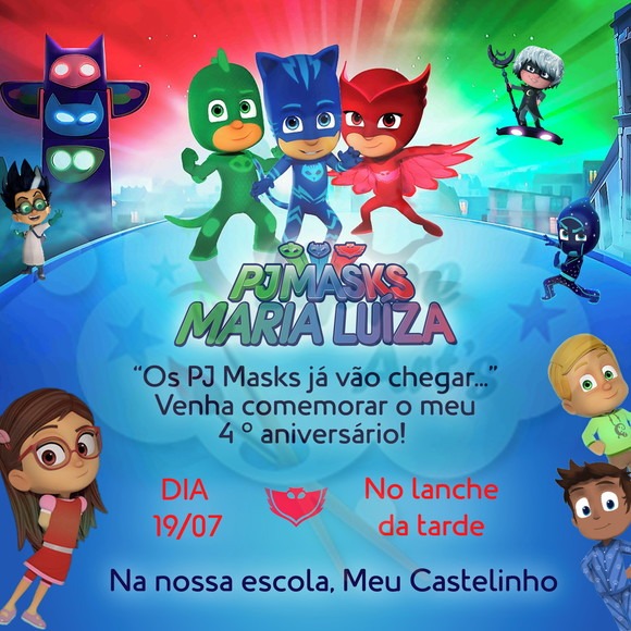 Convite Digital Pj Masks â Lippe Art's Convite Digital Pj Masks â Lippe Art's