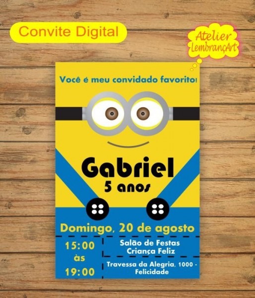 Convite Digital Minions Convite Digital Minions