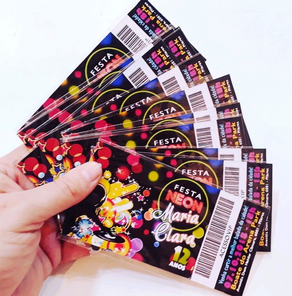 Convite Estilo Ingresso Festa Neon Convite Estilo Ingresso Festa Neon