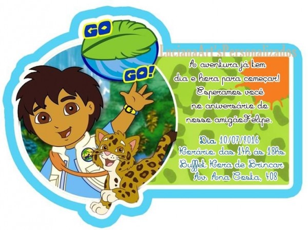 Convite Go Diego Go No Elo7 Convite Go Diego Go No Elo7