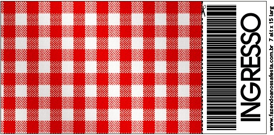 Convite Ingresso Fundo Xadrez Vermelho E Poá Convite Ingresso Fundo Xadrez Vermelho E Poá