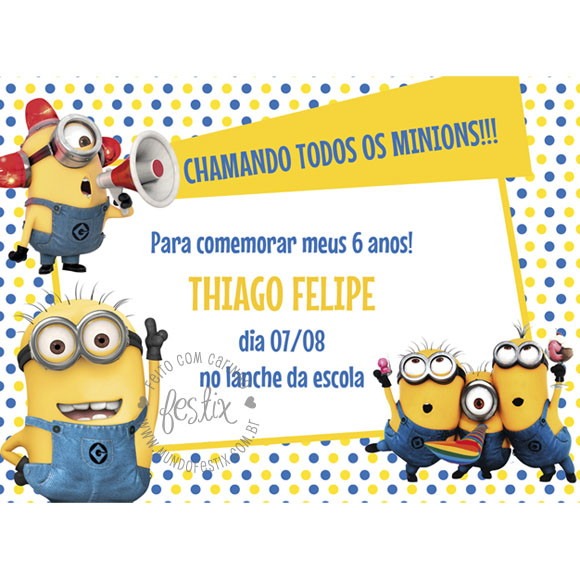 Convite Minions Digital No Elo7 Convite Minions Digital No Elo7