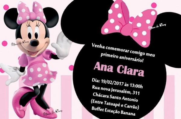 Convite Minnie Rosa No Elo7 Convite Minnie Rosa No Elo7