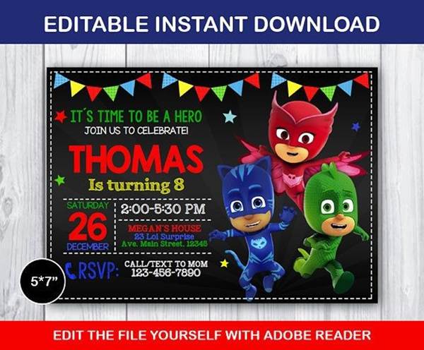 42 Convites Pj Masks Com O Menino Gato, Lagartixo E Corujita 42 Convites Pj Masks Com O Menino Gato, Lagartixo E Corujita