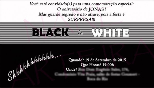 Convite Surpresa Preto E Branco No Elo7 Convite Surpresa Preto E Branco No Elo7