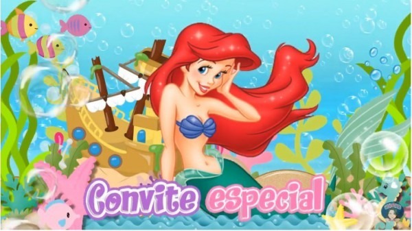 Convite Virtual Animado Whatsapp Pequena Sereia Ariel