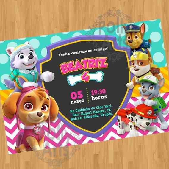 Convite De Aniversario Patrulha Canina Menina Convite De Aniversario Patrulha Canina Menina