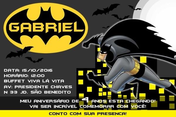Convite Do Batman Convite Do Batman