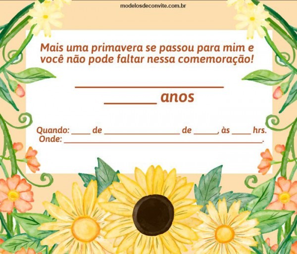 21 Modelos De Convite De Girassol Para Várias Ocasiões â Modelos 21 Modelos De Convite De Girassol Para Várias Ocasiões â Modelos