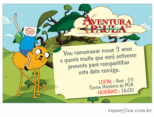 Convites Infantis Para Hora De Aventura M6764 Convites Infantis Para Hora De Aventura M6764