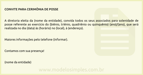 Modelo De Convite Para Cerimônia De Posse Da Diretoria Modelo De Convite Para Cerimônia De Posse Da Diretoria