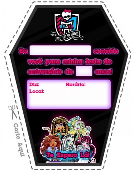 Convites De Aniversário Monster Highâ¢! Convites De Aniversário Monster Highâ¢!