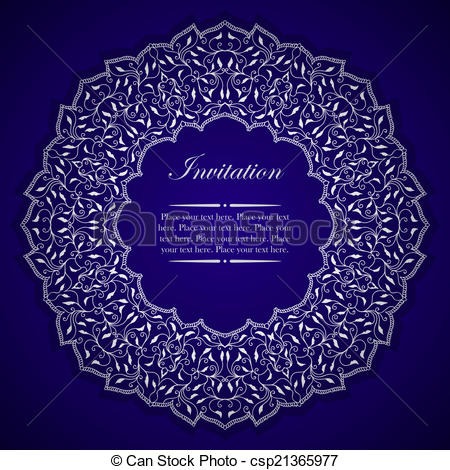 Ornamento, Redondo, Elegante, Convite, Prata, Cartão Azul, Renda Ornamento, Redondo, Elegante, Convite, Prata, Cartão Azul, Renda