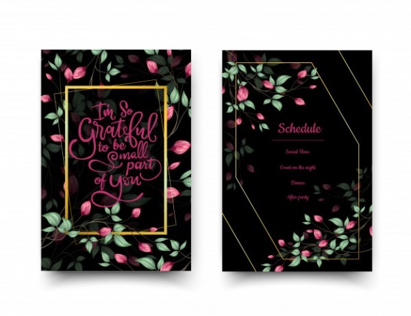 Os Cartões De Convite Floral Preto Os Cartões De Convite Floral Preto
