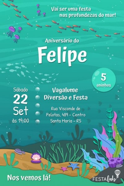 Convite Fundo Do Mar Convite Fundo Do Mar