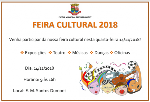 Convite Feira Cultural Da E M Santos Dumont Convite Feira Cultural Da E M Santos Dumont